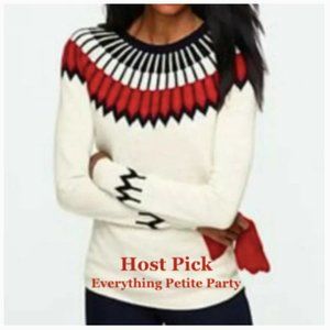 Talbots Off-White, Red, & Black Nordic Fair Isle Sweater